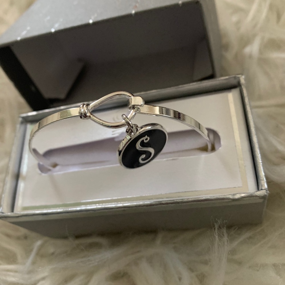 initial S bracelet silver